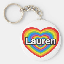 I love Lauren. I love you Lauren. Heart Key Chain