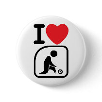 I love lawn bowls pinback button