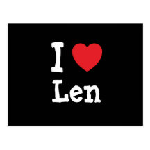 I love Len heart custom personalized Postcards