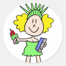 i love liberty girl round stickers