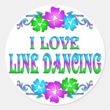 I LOVE LINE DANCING ROUND STICKERS