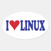 I Love Linux Oval Sticker