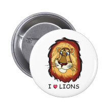 I Love Lions Button