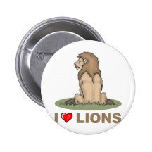 I Love Lions Pinback Button