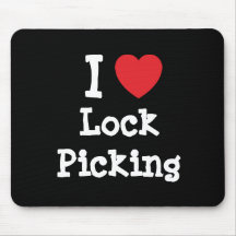 I love Lock Picking heart custom personalized Mouse Pads