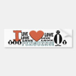 I LOVE LOVE HEART PENGUINS BUMPER STICKERS