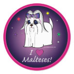I Love Malteses! Round Sticker
