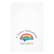 I love manatees deal with it stationery paper