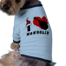 I Love Mandolin Design Dog T Shirt