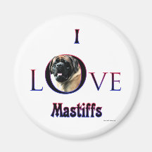 I Love Mastiffs apricot Refrigerator Magnets