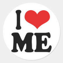 I Love Me Round Stickers