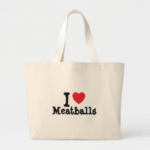 I love Meatballs heart T-Shirt Canvas Bag
