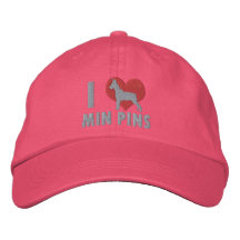 I Love Min Pins Embroidered Hat (Pink)