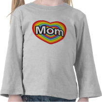 I love Mom, rainbow heart T-shirts