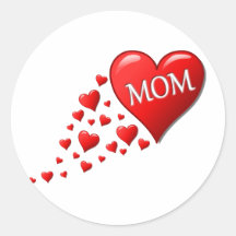 I Love Mom Round Stickers