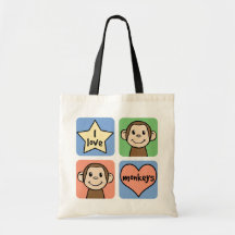 I Love Monkeys Bags