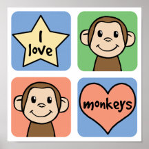 I Love Monkeys Posters