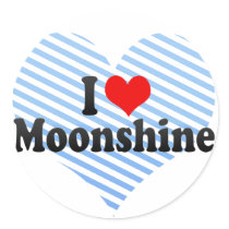 I Love Moonshine Round Sticker
