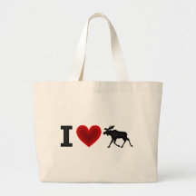 I Love Moose Tote Bags