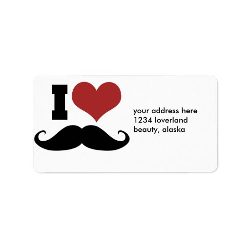 I Love Moustache Address Labels