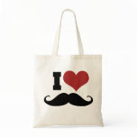I Love Moustache Tote Bags