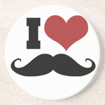 I Love Moustache Drink Coaster