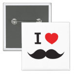 I Love Moustache Pinback Button
