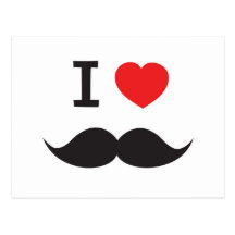 I Love Moustache Post Cards