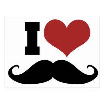 I Love Moustache postcards