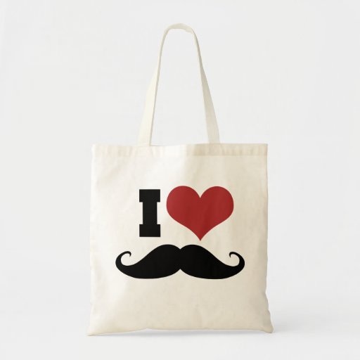 I Love Moustache Tote Bags