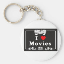 I Love Movies with Silent Movie Flair Keychain