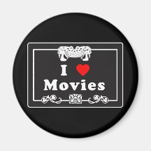 I Love Movies with Silent Movie Flair Fridge Magnet