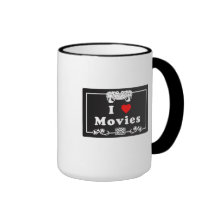 I Love Movies with Silent Movie Flair Mugs