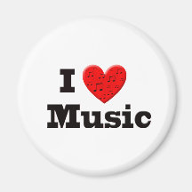 I Love Music and Heart Fridge Magnets