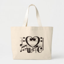 I LOVE MUSIC CANVAS BAGS