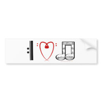 I Love Music (I Heart Notes) Bumper Sticker