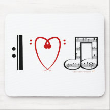 I Love Music (I heart notes) Mousepad