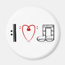 I Love Music (I heart notes) Refrigerator Magnets