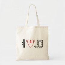 I Love Music (I heart notes) Tote Bags
