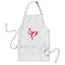 I love music, red heart with music notes apron