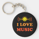 I love music smiley face with headphones keychain