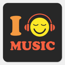 I love music smiley with headphones stickers