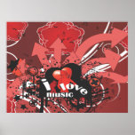 i love music urban vector art posters