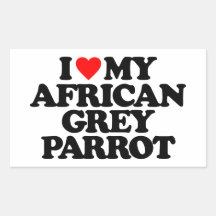 I LOVE MY AFRICAN GREY PARROT RECTANGULAR STICKERS