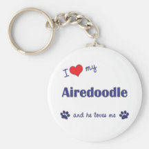 I Love My Airedoodle (Male Dog) Keychain