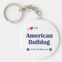 I Love My American Bulldog (Female Dog) Keychain
