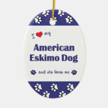 I Love My American Eskimo Dog (Female Dog) Christmas Ornaments
