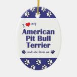 I Love My American Pit Bull Terrier (Female Dog) Ornament