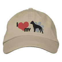 I Love my American Staffordshire Terrier Embroidered Hats