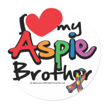 I Love My Aspie Brother Round Stickers